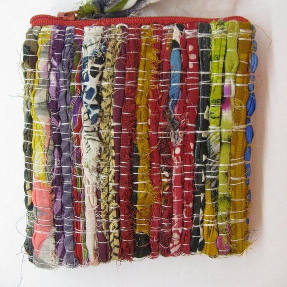 Crate&Barrel Handbags - Crate and Barrel Sari Zipper Lined Coin Purse Boho Batik